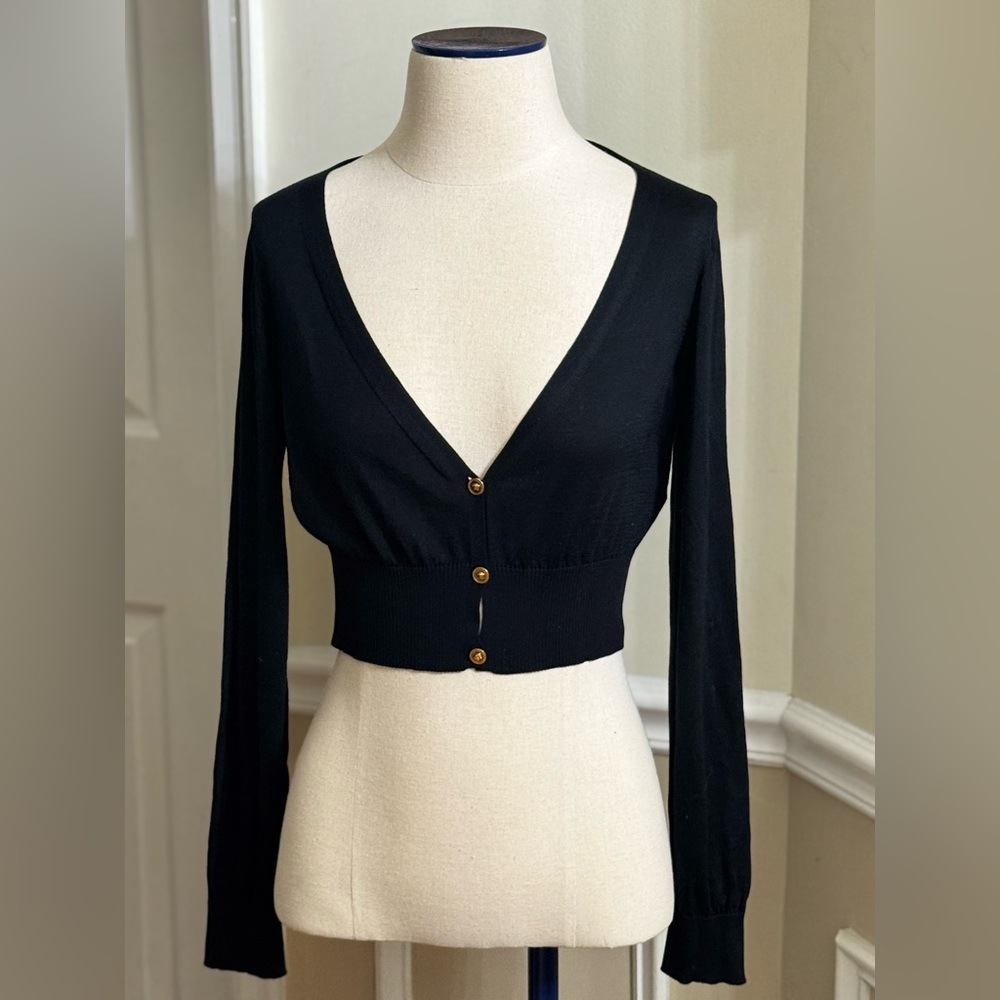 VERSACE SILK CROPPED CARDIGAN